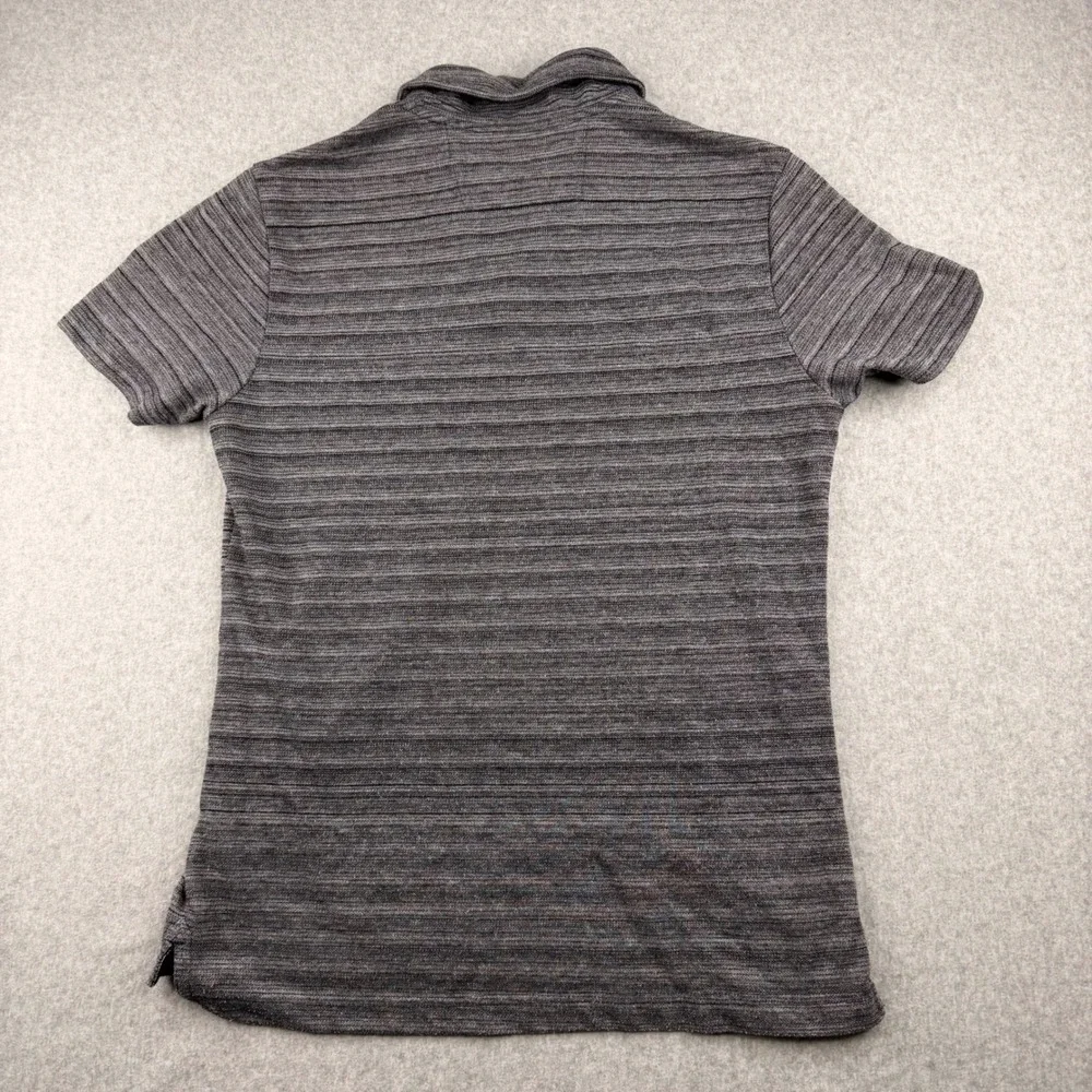 Banana Republic Mens Medium‎ Gray Striped Short Sleeve Polo Shirt Chest Pocket
